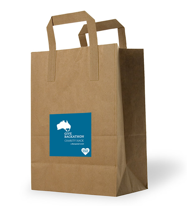 Carrier bag with sticker