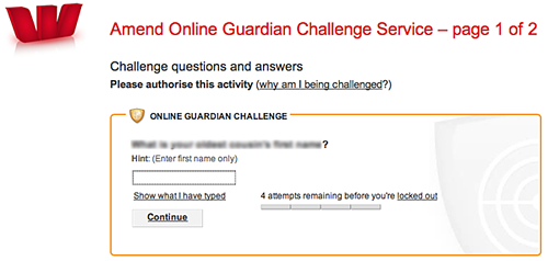 Online Guardian challenge question